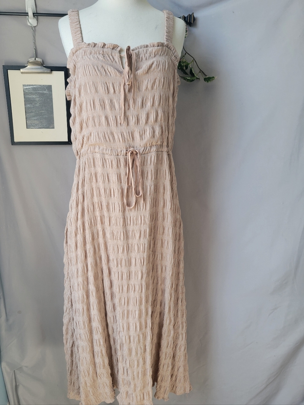 Find Me Now Bette Gingham Smocked Midi Dress XS